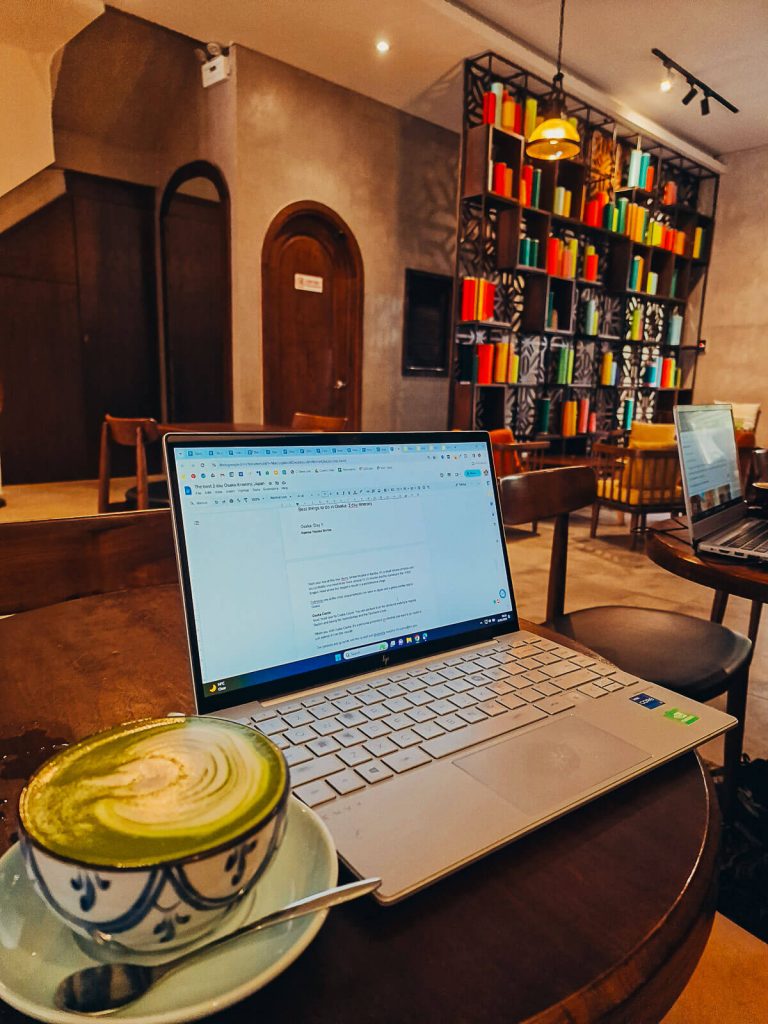 working from a cafe in vietnam